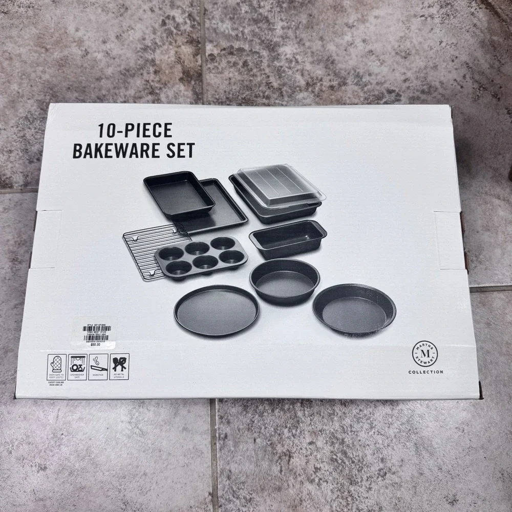 MARTHA STEWART ESSENTIALS 10-Pc. Bakeware Set New Non Stick Dishwasher‎ Safe